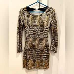 Akira Gold Open Back Sequin NYE dress Size S